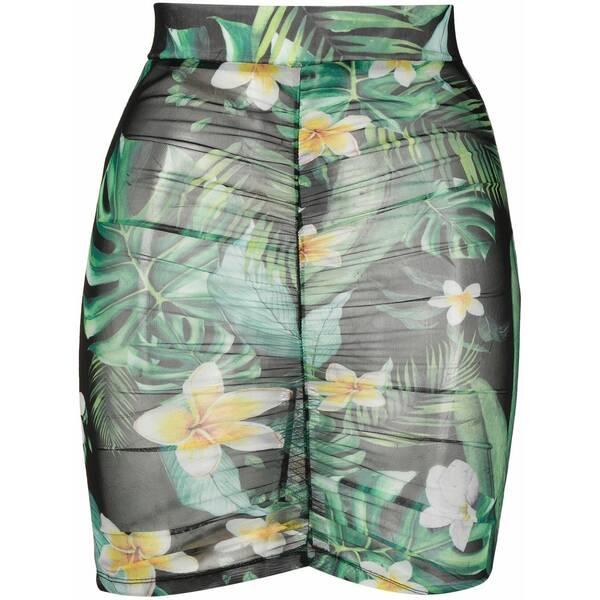 フィリッププレイン レディース スカート ボトムス Graphic-print ruched skirt Green