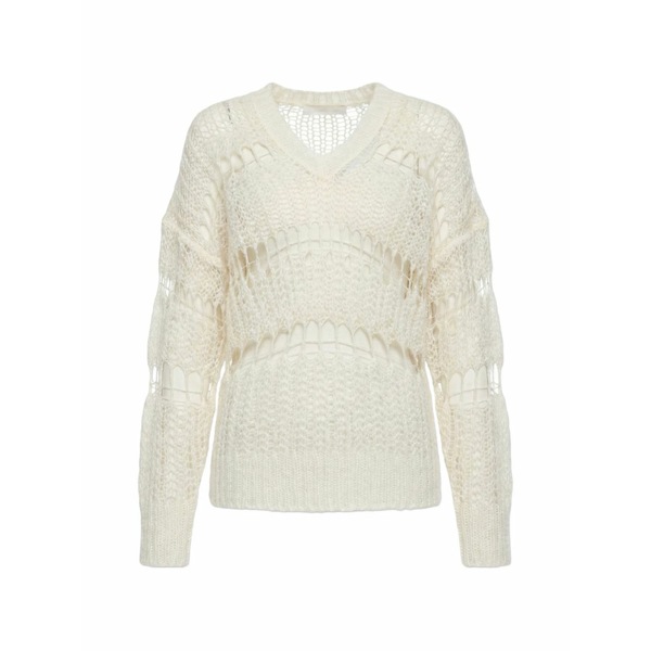 ファビアナ フィリッピ レディース 編み物\u0026プルオーバー アウター V-neck open knit sweater Neutrals