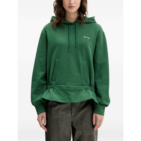 スティーヌ・ゴヤ レディース パーカー・スウェットシャツ アウター Drawstring-fastening ruffled hoodie Green