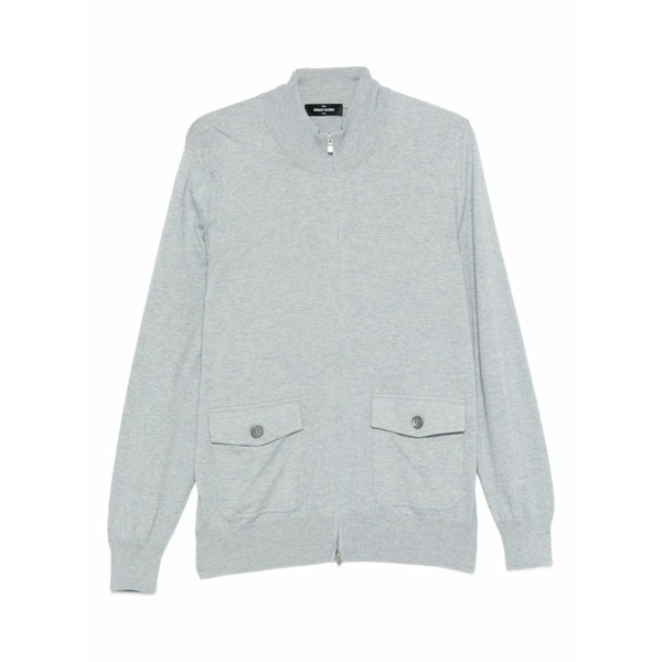 グランサッソ メンズ ジレー アウター Zip-up pocket cardigan Grey