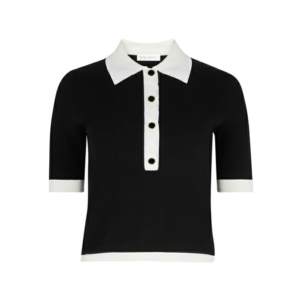 ニナリッチ レディース スポーツシャツ トップス Bi-colour buttoned polo top Black