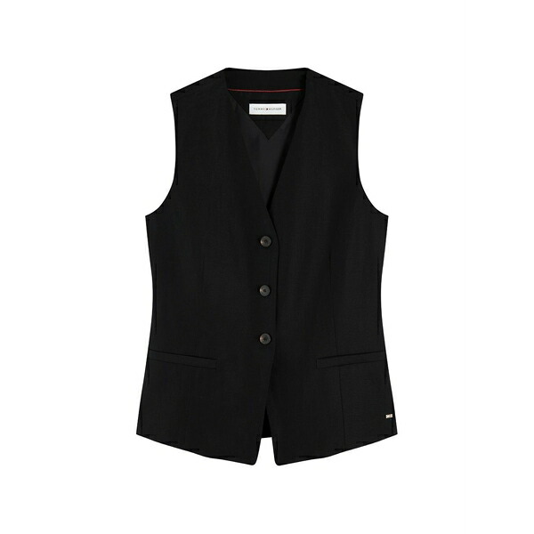 トミー ヒルフィガー レディース コート アウター V-neck waistcoat Black｜asty