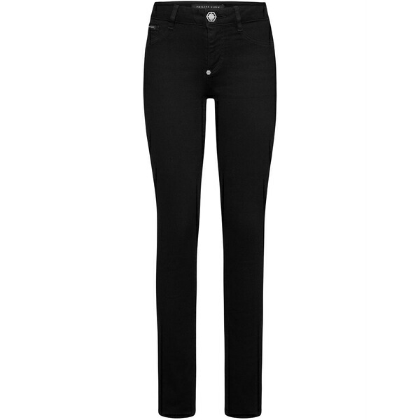 フィリッププレイン レディース デニムパンツ ボトムス Logo-patch jeggings Black|asty