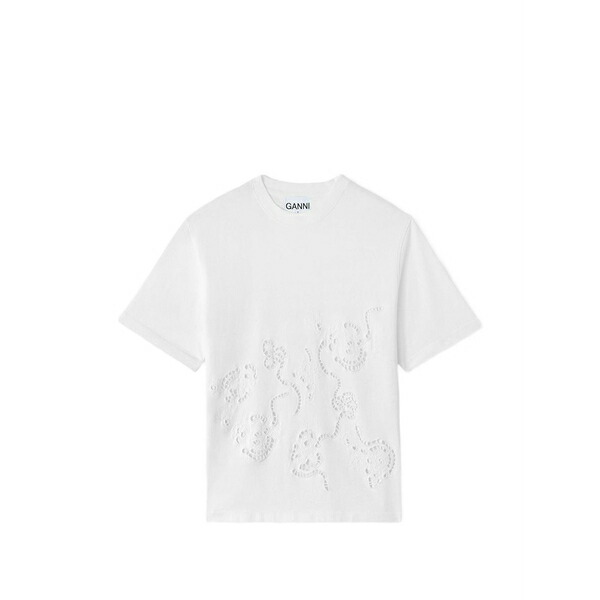 ガニー レディース Tシャツ トップス Broderie-anglaise t-shirt White|asty