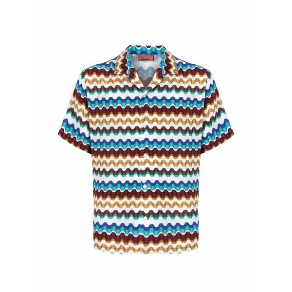 ミッソーニ メンズ シャツ トップス Zigzag-print short-sleeve shirt White|asty