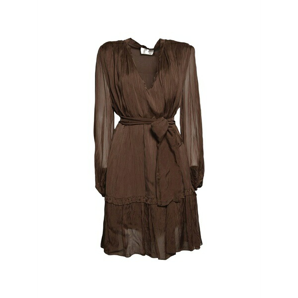 ソロトレ レディース ワンピース トップス Crinkled-finish belted dress Brown｜asty