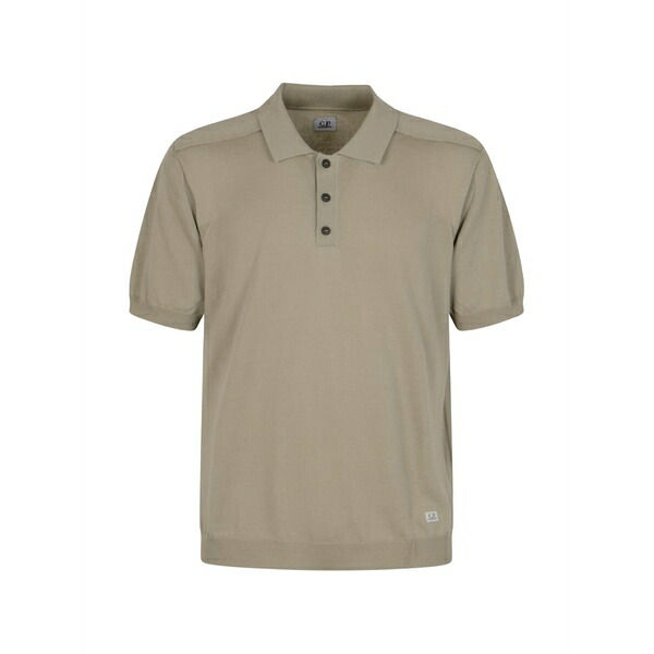 シーピーカンパニー メンズ ポロシャツ トップス Logo-patch knitted polo shirt Grey｜asty