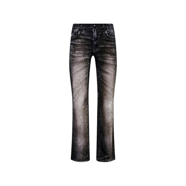 アヴァヴァヴ メンズ カジュアルパンツ ボトムス Denim-print trousers Black|asty