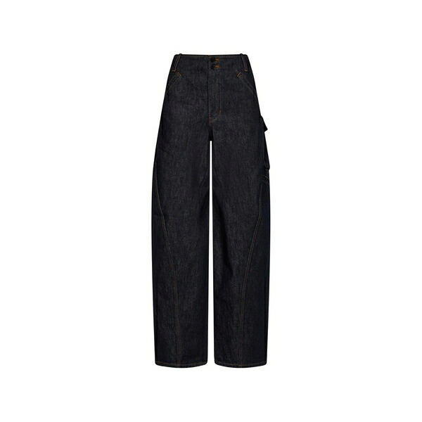 セルフ・ポートレイト レディース デニムパンツ ボトムス Barrel-leg cargo jeans Blue|asty