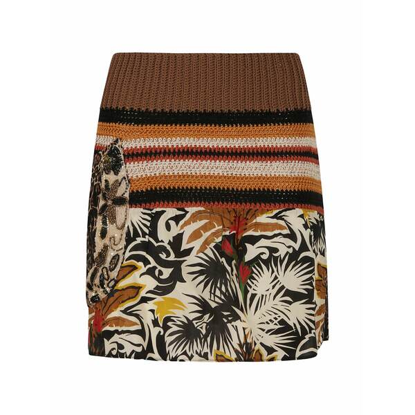 アンジュナ レディース スカート ボトムス Crochet-knit patchwork skirt Brown|asty