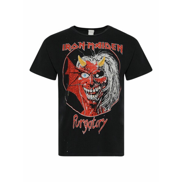 メイド ウォーン メンズ Tシャツ トップス Iron maiden-print cotton t-shirt Black|asty
