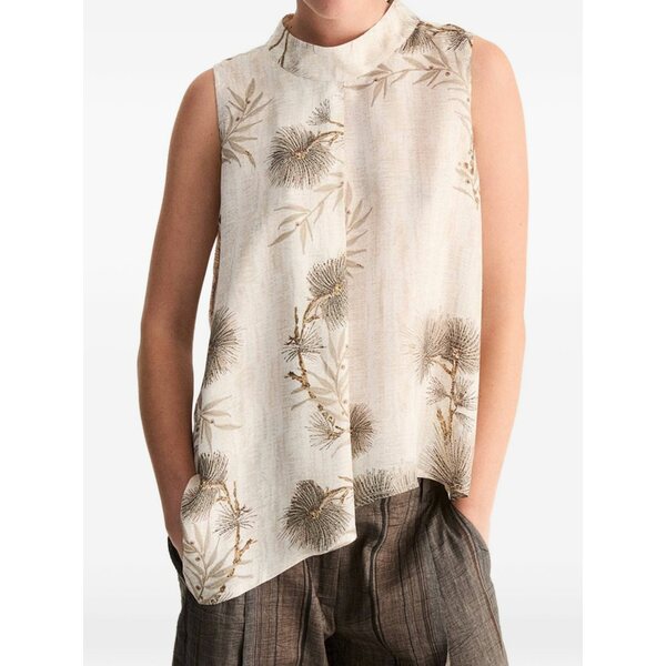 ビアンカランシア レディース シャツ トップス Floral-print sleeveless blouse Neutrals｜asty