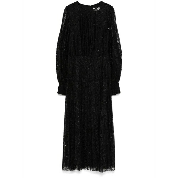 ニッサ レディース ワンピース トップス Floral-lace midi dress Black｜asty