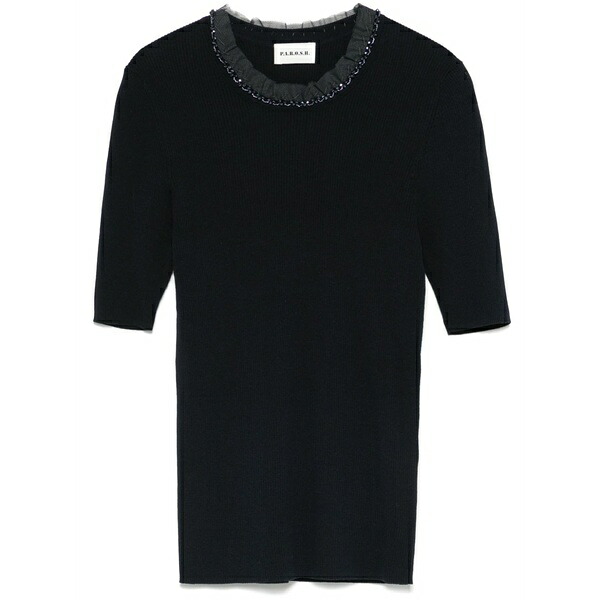 パロッシュ レディース Tシャツ トップス Ribbed t-shirt Blue|asty