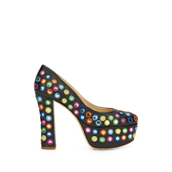 モスキーノ レディース パンプス シューズ Mirror-embellished platform pumps Black｜asty