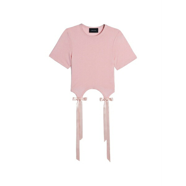 シモーネ・ロシャ レディース Tシャツ トップス Bow-detail cutout t-shirt Pink｜asty