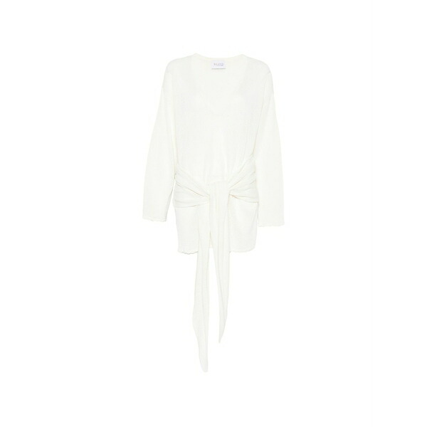ジ アティコ レディース ワンピース トップス Knot-detail v-neck mini dress White｜asty