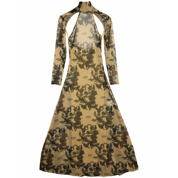 ロック レディース ワンピース トップス Floral-print cut-out dress Neutrals|asty