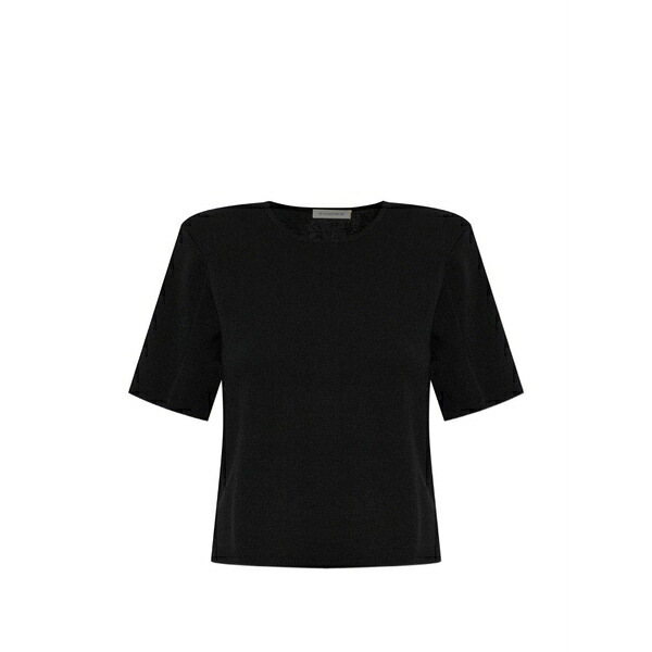 バイマレンバーガー レディース Tシャツ トップス Amber padded-shoulder top Black|asty