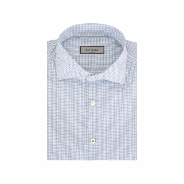カナーリ メンズ シャツ トップス Check-pattern button-down cotton shirt Blue｜asty