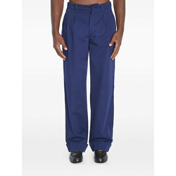 ヴァレンティノ ガラヴァーニ メンズ カジュアルパンツ ボトムス Pleat cotton trousers Blue|asty