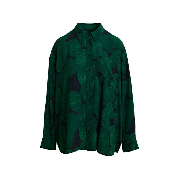 エッセンシャルアントワープ レディース シャツ トップス Tropical-print oversized shirt Green｜asty