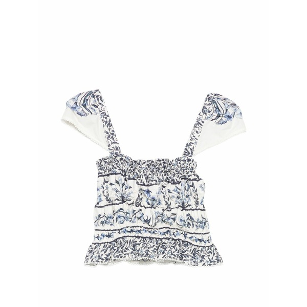 ファーム リオ レディース シャツ トップス Floral-print gathered blouse White|asty