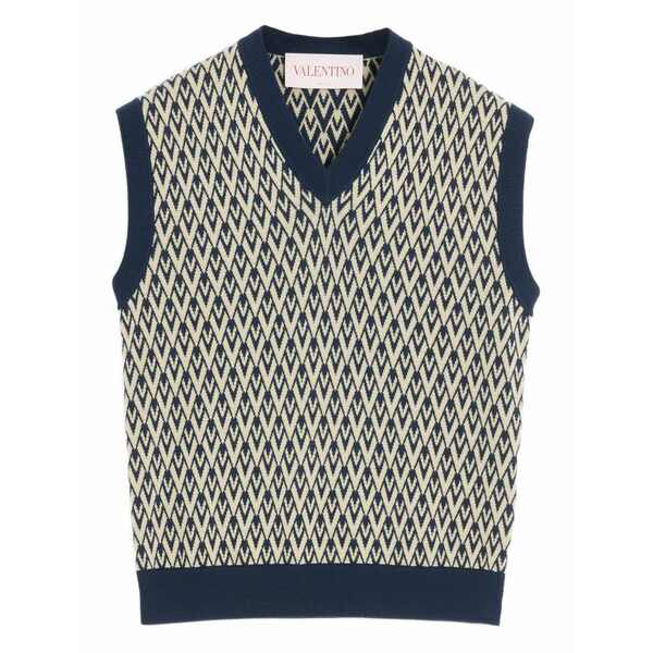 ヴァレンティノ ガラヴァーニ メンズ Tシャツ トップス Toute la v jacquard vest Blue｜asty