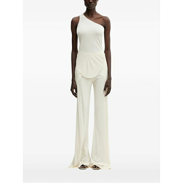 リックオウエンスリリーズ レディース Tシャツ トップス One-shoulder curved-hem t-shirt Neutrals｜asty