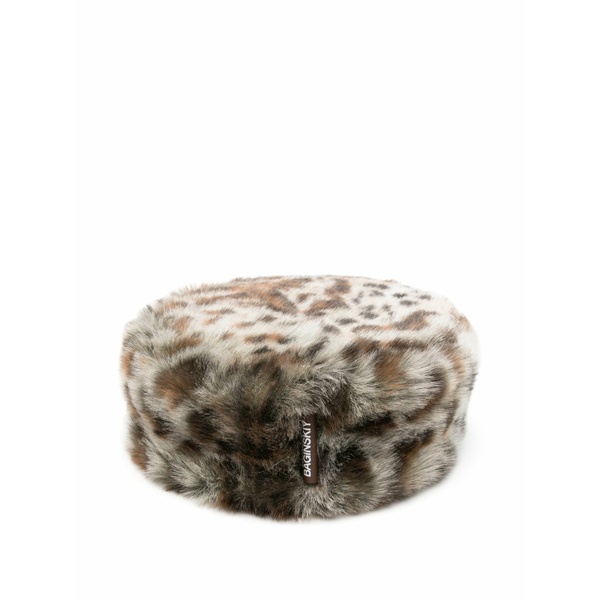 ラスランバジンスキー レディース 帽子 アクセサリー Leopard-print faux-fur hat Brown｜asty