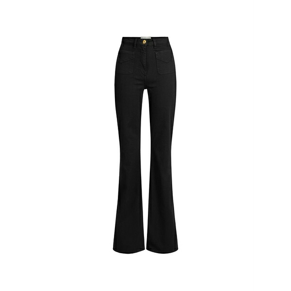 エリザベスフランキ レディース デニムパンツ ボトムス Pocket bell-bottom jeans Black|asty