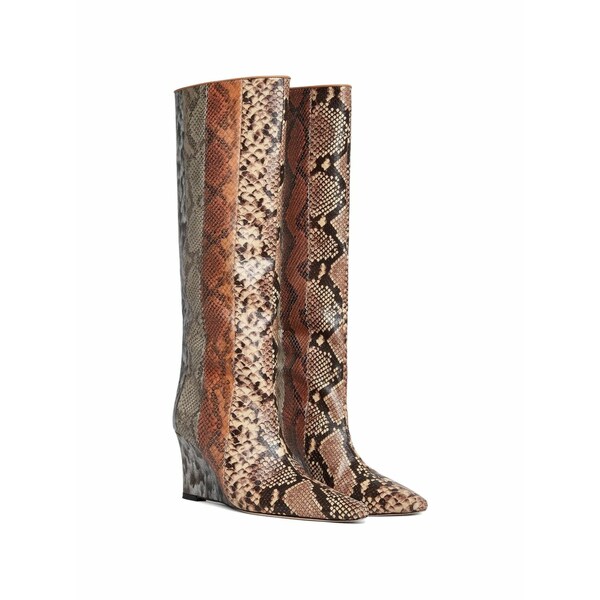 シンシアローレイ レディース ブーツ シューズ Snakeskin-effect wedge boots Brown｜asty