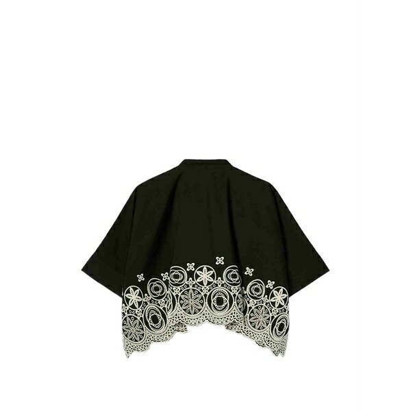 ラ・ダブル・ジェイ レディース シャツ トップス Mini foulard sangallo-embroidered cropped shirt Black|asty