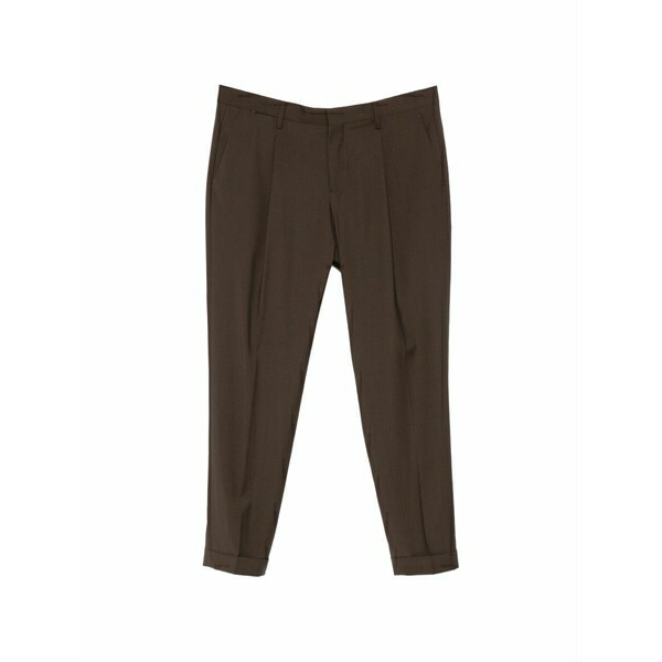 ブリリア 1949 メンズ カジュアルパンツ ボトムス Pleated turn-up trousers Brown｜asty