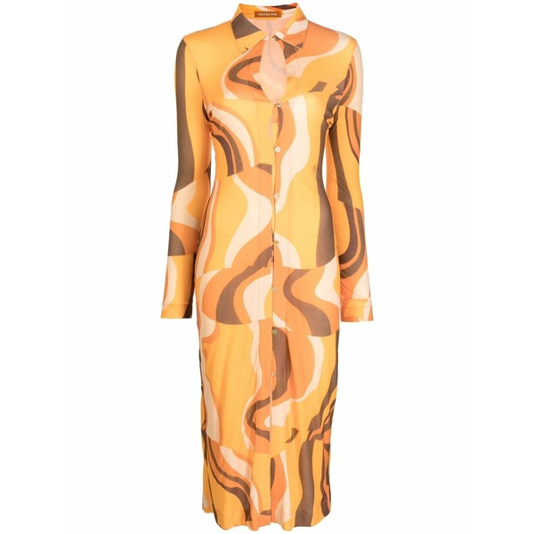 レジーナ・ピョウ レディース ワンピース トップス Sana abstract-pattern shirt dress Orange|asty