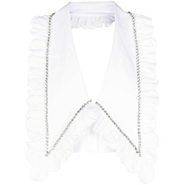 エリア レディース シャツ トップス Crystal-embellished cropped top White｜asty