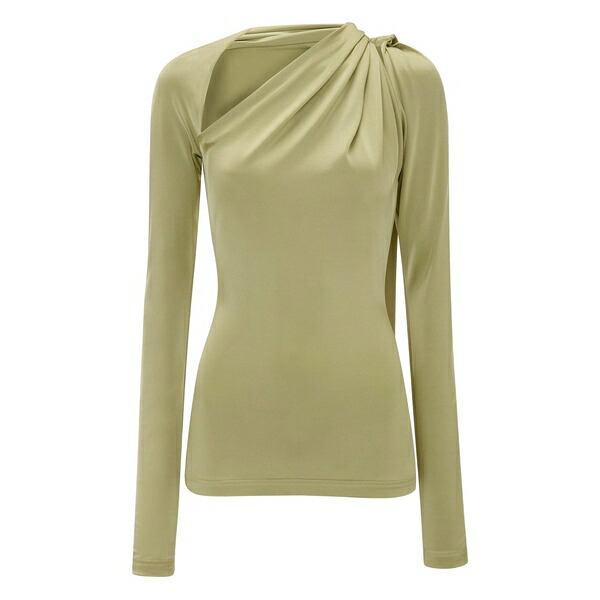 ヴィクトリア ベッカム レディース Tシャツ トップス Draped-neck top Green｜asty