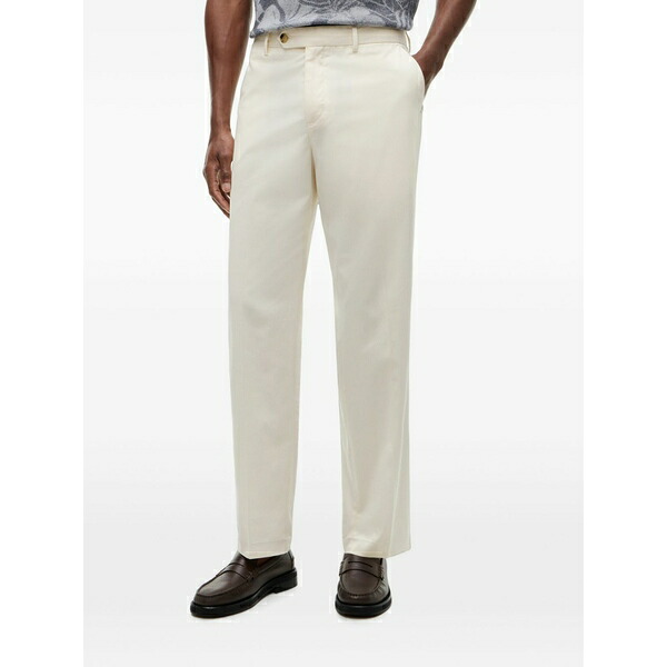トミー ヒルフィガー メンズ カジュアルパンツ ボトムス Pressed-crease straight-leg trousers White｜asty