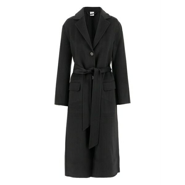 アスペジ レディース コート アウター Belted wool coat Black｜asty