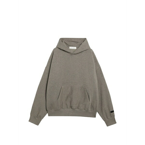 エフオージーエッセンシャルズ メンズ パーカー・スウェットシャツ アウター Logo-print drop-shoulder hoodie Grey｜asty