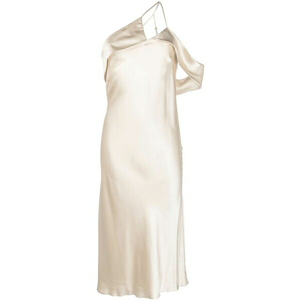 ミシェルメゾン レディース ワンピース トップス Bias-cut silk midi dress Neutrals|asty