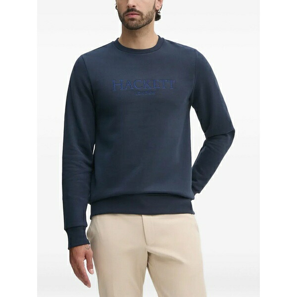 ハケット メンズ パーカー・スウェットシャツ アウター Logo-embroidered sweatshirt Blue|asty