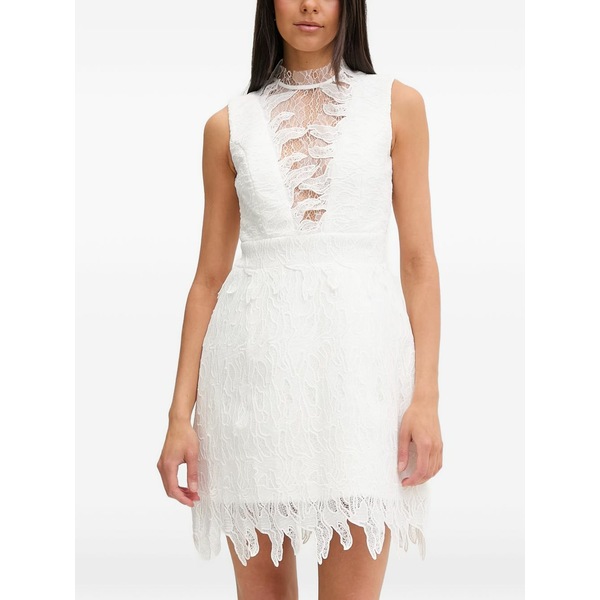 バードット レディース ワンピース トップス Lace-embroidered sleeveless mini dress White｜asty