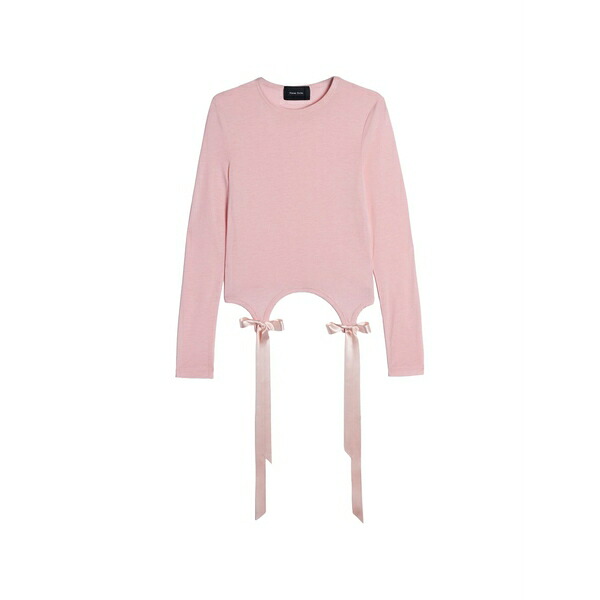 シモーネ・ロシャ レディース Tシャツ トップス Bow-detail long-sleeve t-shirt Pink|asty
