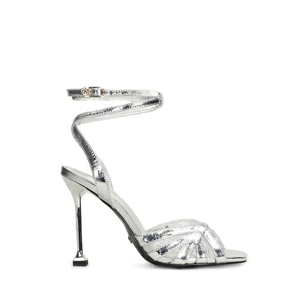ゴールド & ルージュ レディース サンダル シューズ Ama crinkled-effect sandals Silver|asty