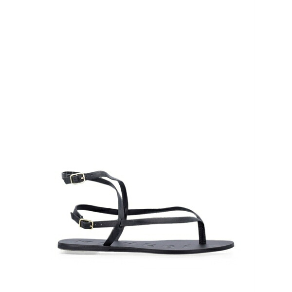 マネビ レディース サンダル シューズ Buckle-fastening leather sandals Black｜asty