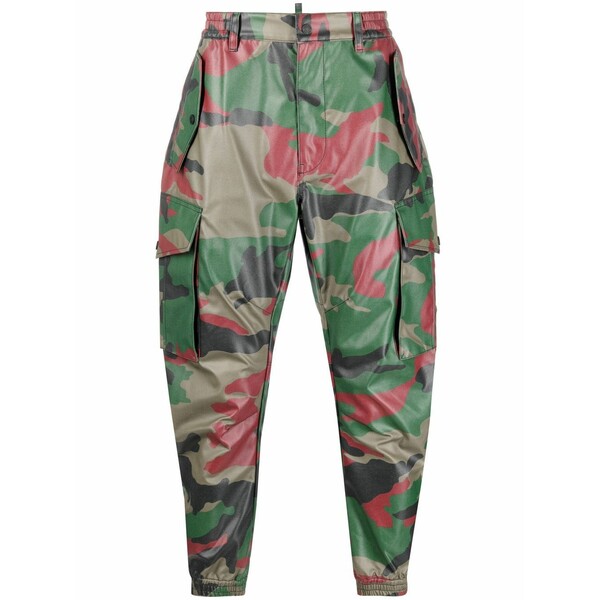 ディースクエアード メンズ カジュアルパンツ ボトムス Camouflage-print tapered cargo trousers Green｜asty