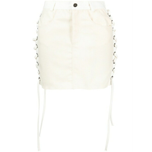 ジュルファー レディース スカート ボトムス Lace-up denim miniskirt Neutrals|asty