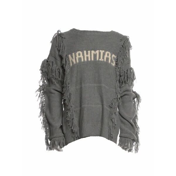 ナミアス メンズ ニット&セーター アウター Crew-neck fringed distressed sweater Grey|asty