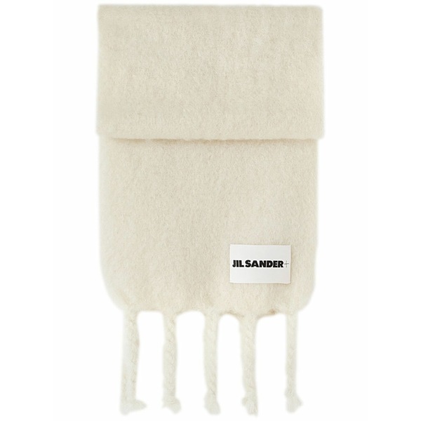 ジル・サンダー メンズ えり巻き・袈裟・えり巻き 付属物 Logo-patch chunky-knit scarf Neutrals